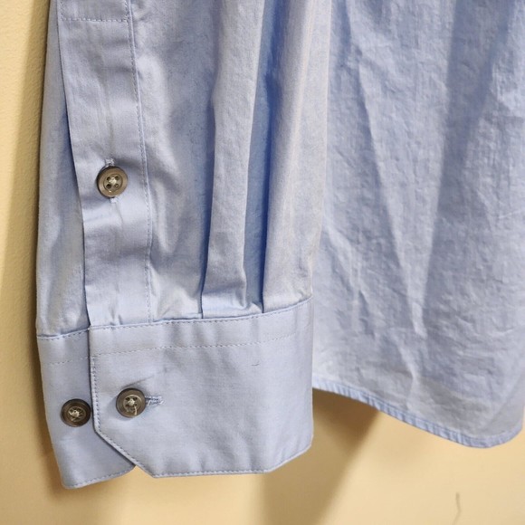 Alfani Shirt Men Large Light Blue Button down Solid Slim Fit Full Sleeve - Picture 3 of 7